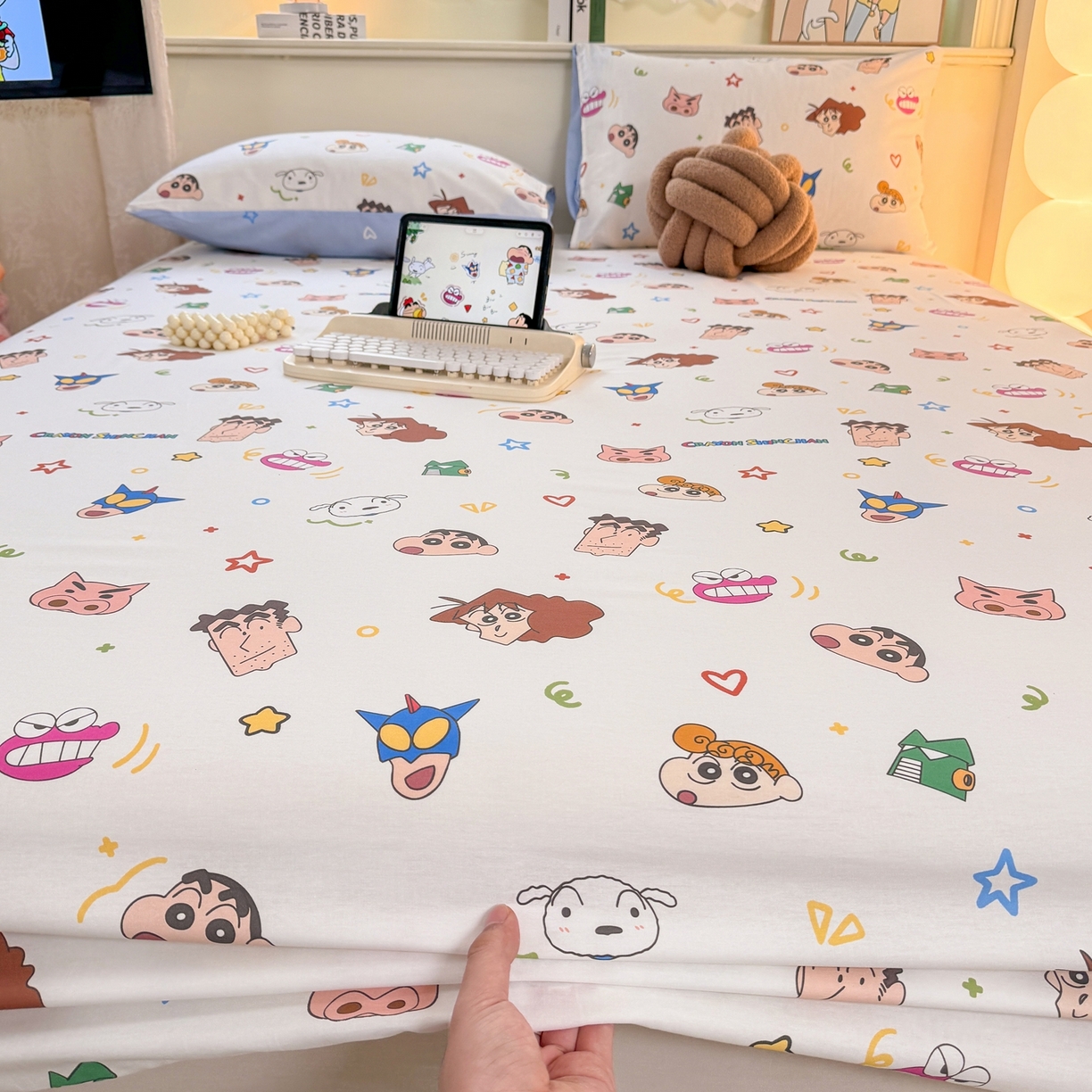 91家纺网 家纺一手货源 找家纺 博雅 2026新款蜡笔小新正版授权全棉纯棉小版单床笠床笠单件 小版-满版蜡笔小新