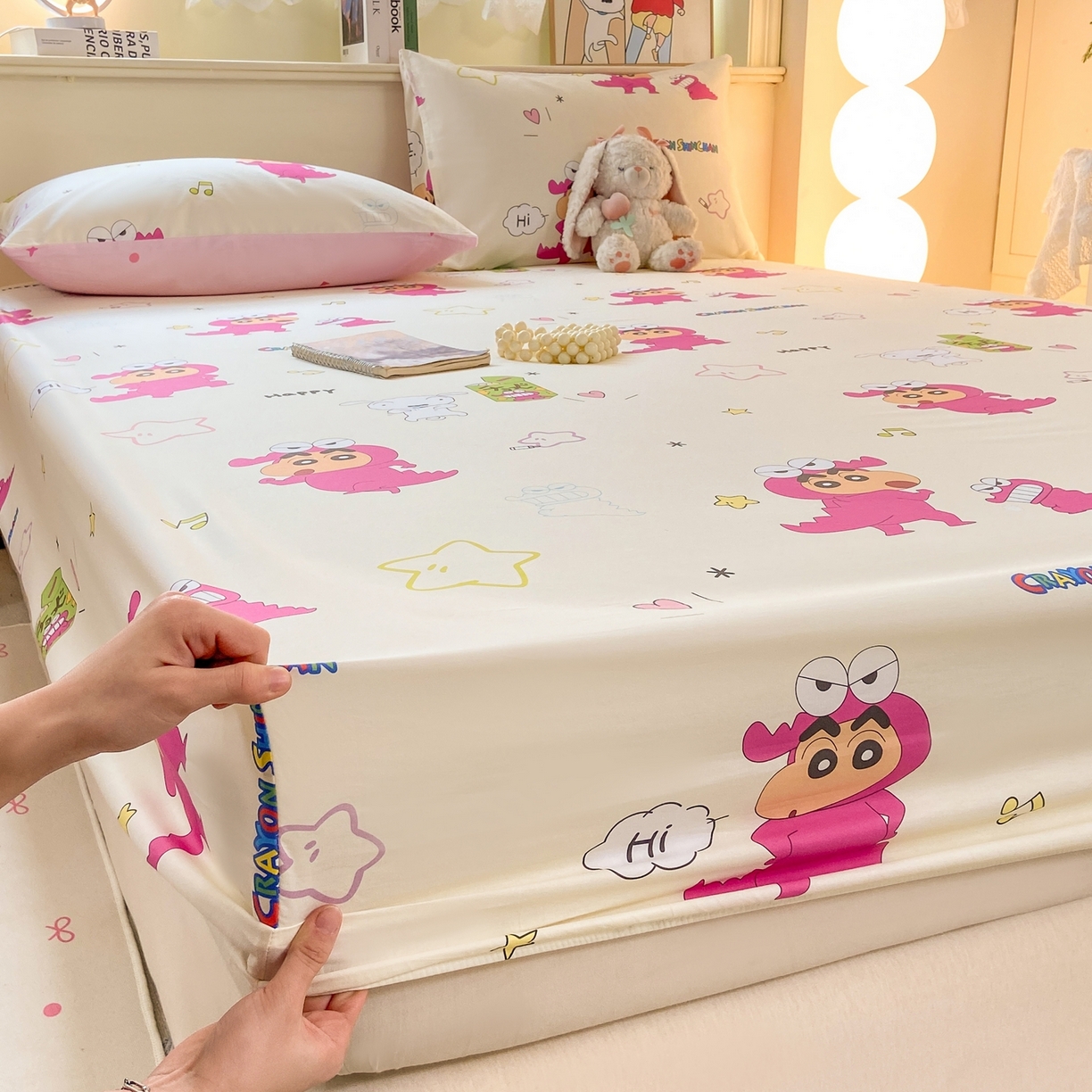 91家纺网 家纺一手货源 找家纺 博雅 2026新款蜡笔小新正版授权全棉纯棉小版单床笠床笠单件 小版-恐龙蜡笔小新