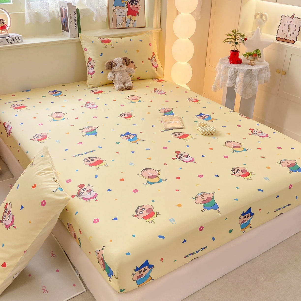 91家纺网 家纺一手货源 找家纺 博雅 2026新款蜡笔小新正版授权全棉纯棉小版单床笠床笠单件 小版-黄油蜡笔小新