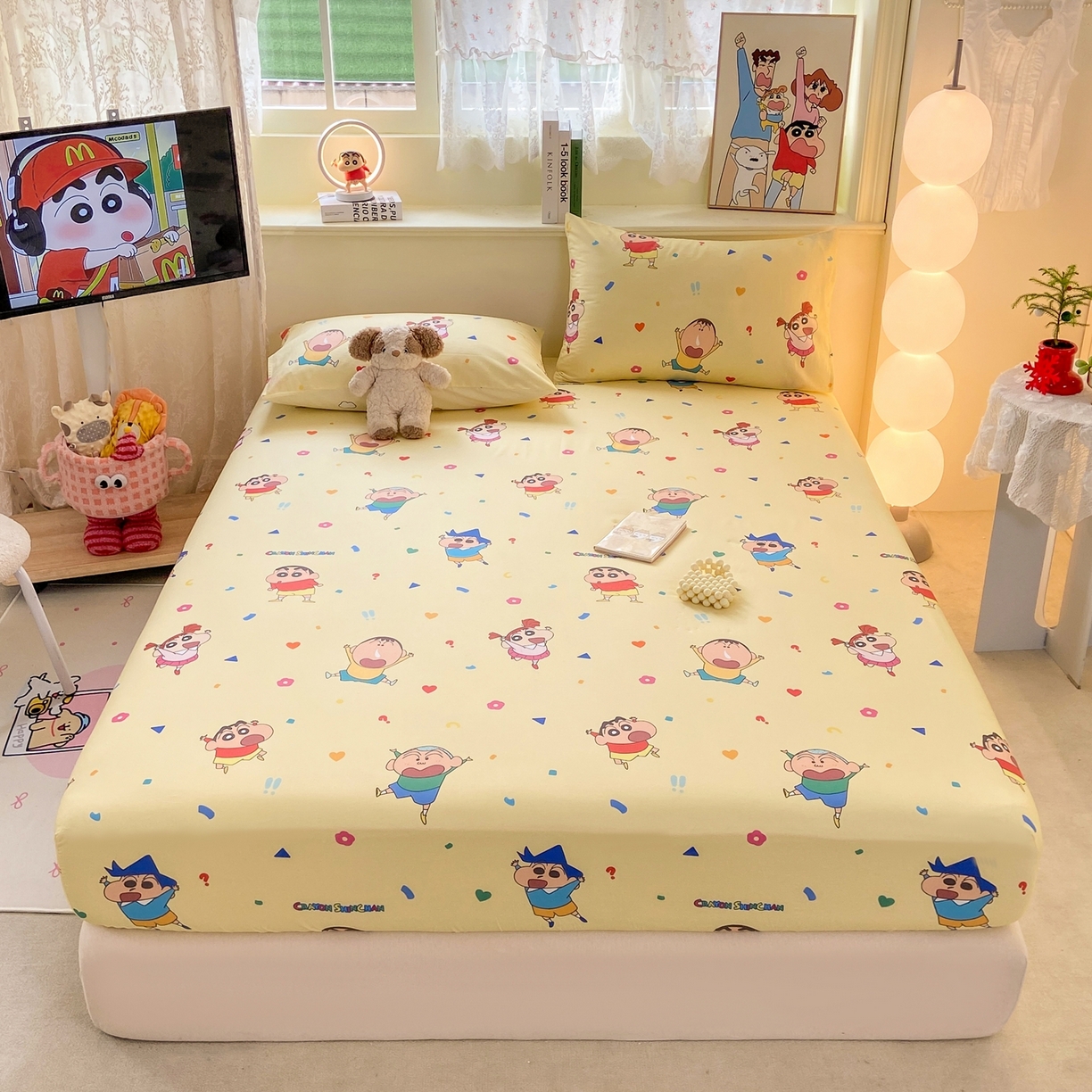 91家纺网 家纺一手货源 找家纺 博雅 2026新款蜡笔小新正版授权全棉纯棉小版单床笠床笠单件 小版-黄油蜡笔小新