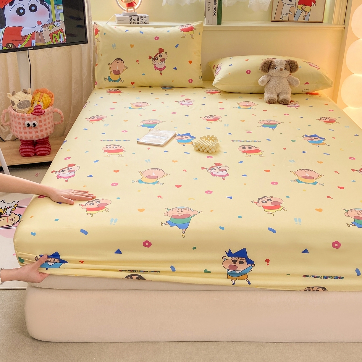 91家纺网 家纺一手货源 找家纺 博雅 2026新款蜡笔小新正版授权全棉纯棉小版单床笠床笠单件 小版-黄油蜡笔小新