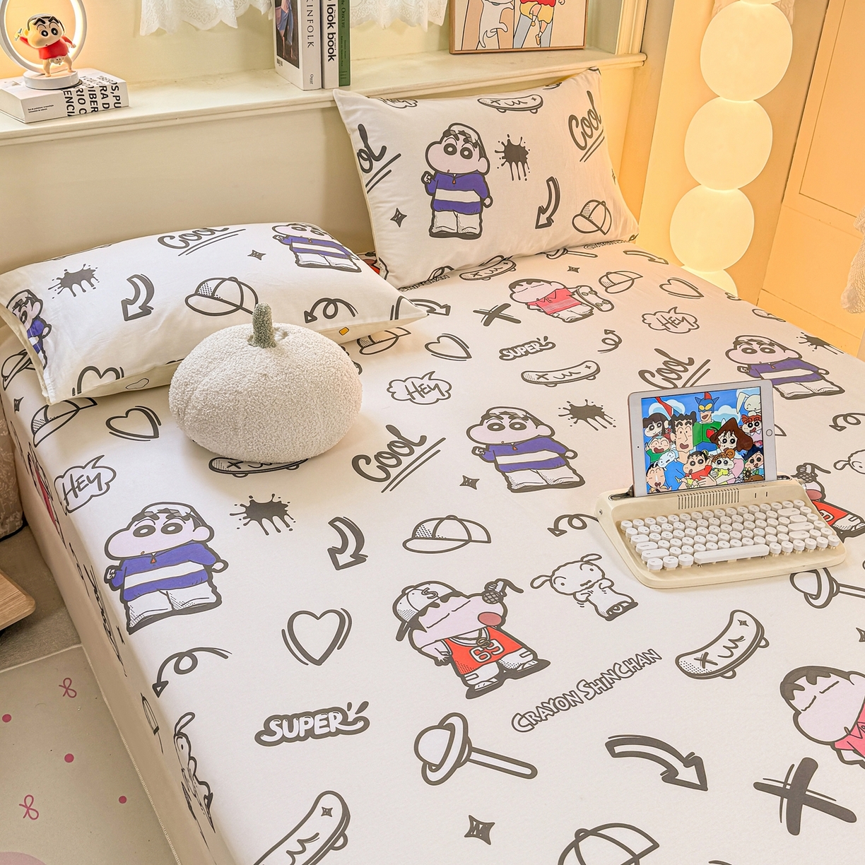 91家纺网 家纺一手货源 找家纺 博雅 2026新款蜡笔小新正版授权全棉纯棉小版单床笠床笠单件 小版-绘画蜡笔小新