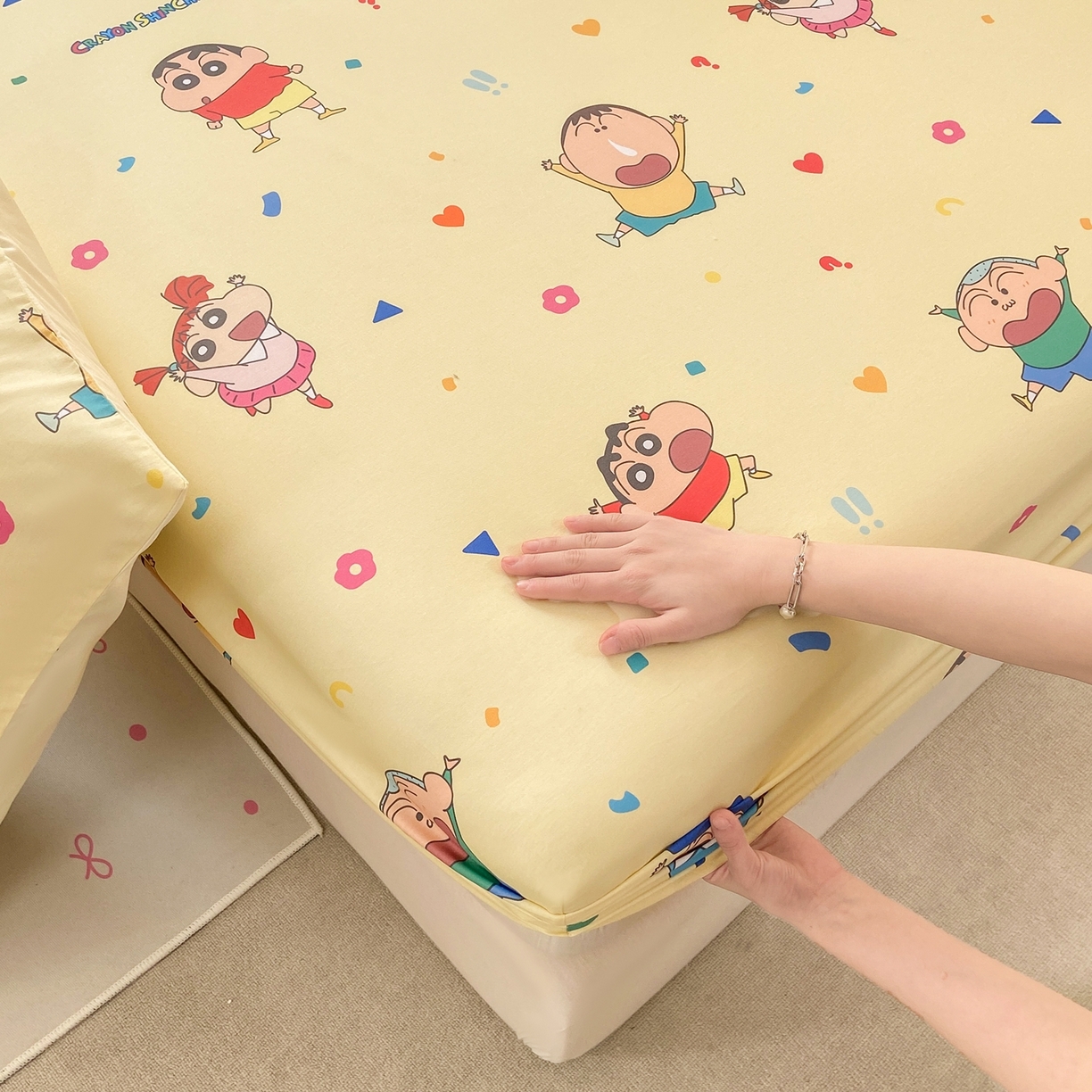 91家纺网 家纺一手货源 找家纺 博雅 2026新款蜡笔小新正版授权全棉纯棉小版单床笠床笠单件 小版-黄油蜡笔小新