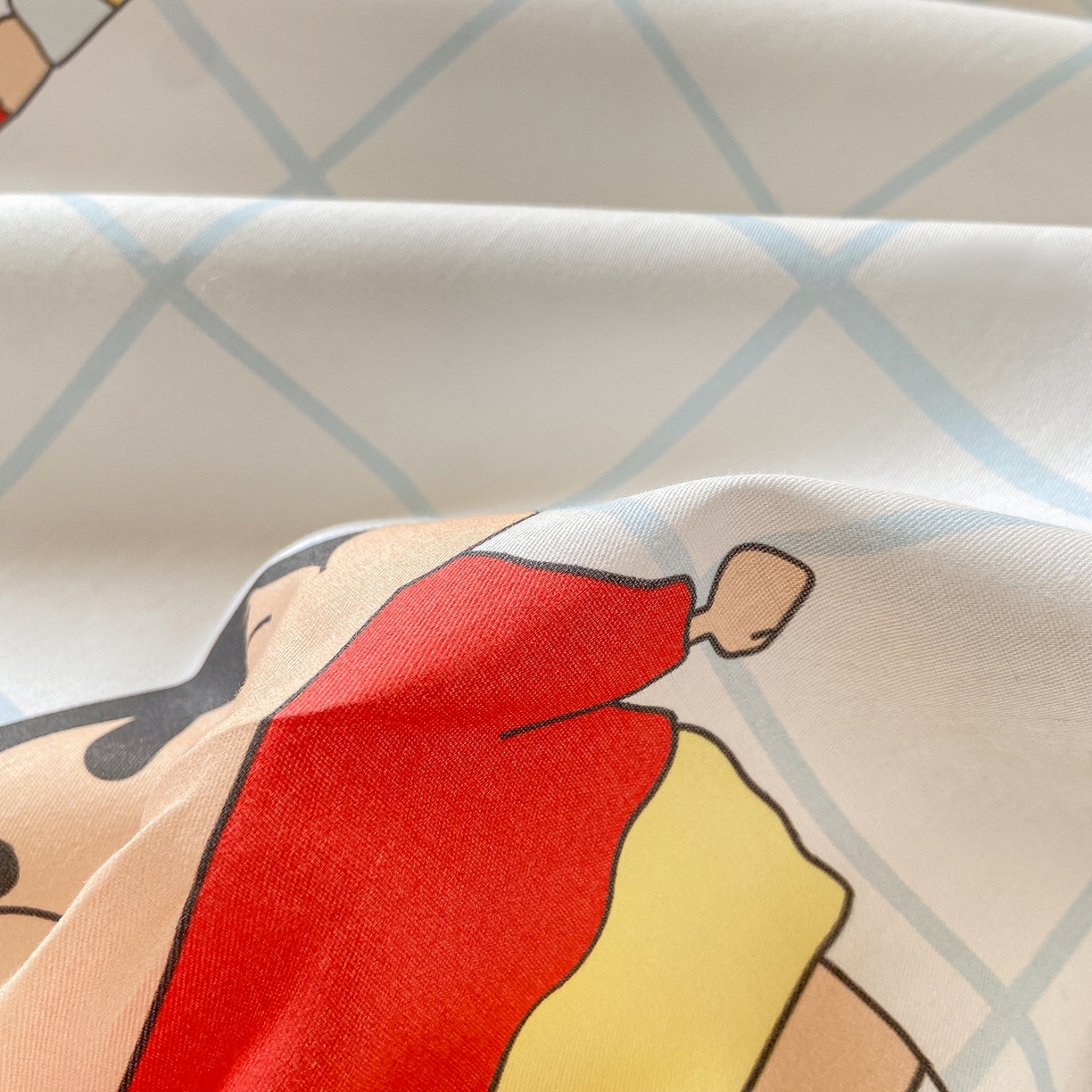 91家纺网 家纺一手货源 找家纺 博雅 2026新款蜡笔小新正版授权全棉纯棉小版单床笠床笠单件 小版-小新格子屋