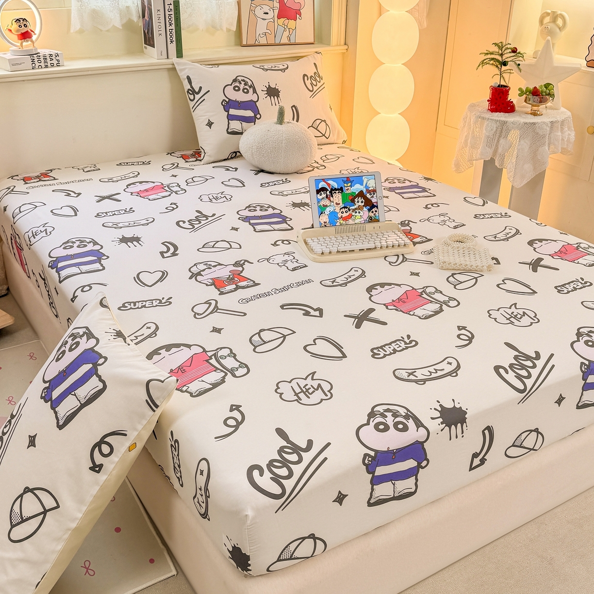 91家纺网 家纺一手货源 找家纺 博雅 2026新款蜡笔小新正版授权全棉纯棉小版单床笠床笠单件 小版-绘画蜡笔小新