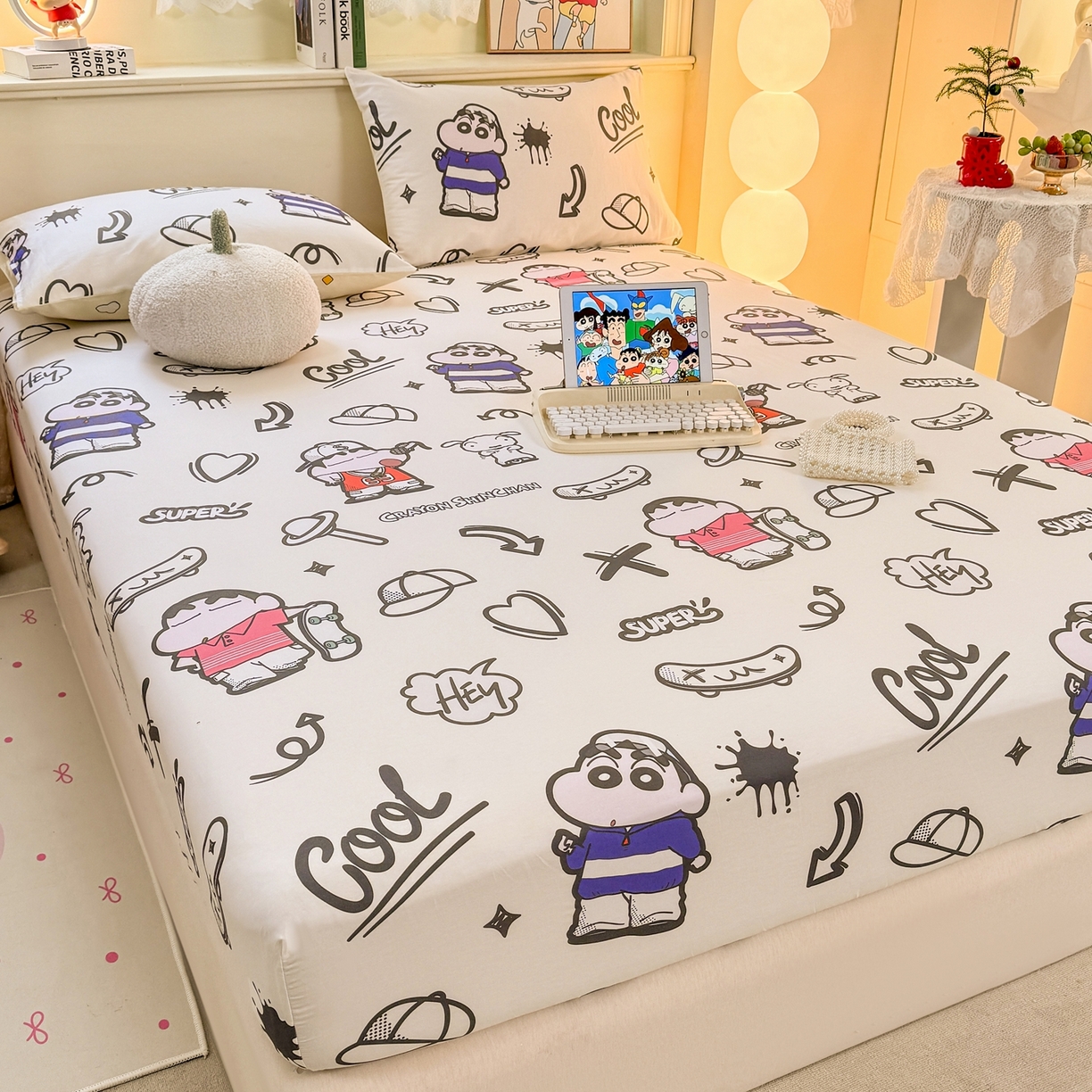 91家纺网 家纺一手货源 找家纺 博雅 2026新款蜡笔小新正版授权全棉纯棉小版单床笠床笠单件 小版-绘画蜡笔小新