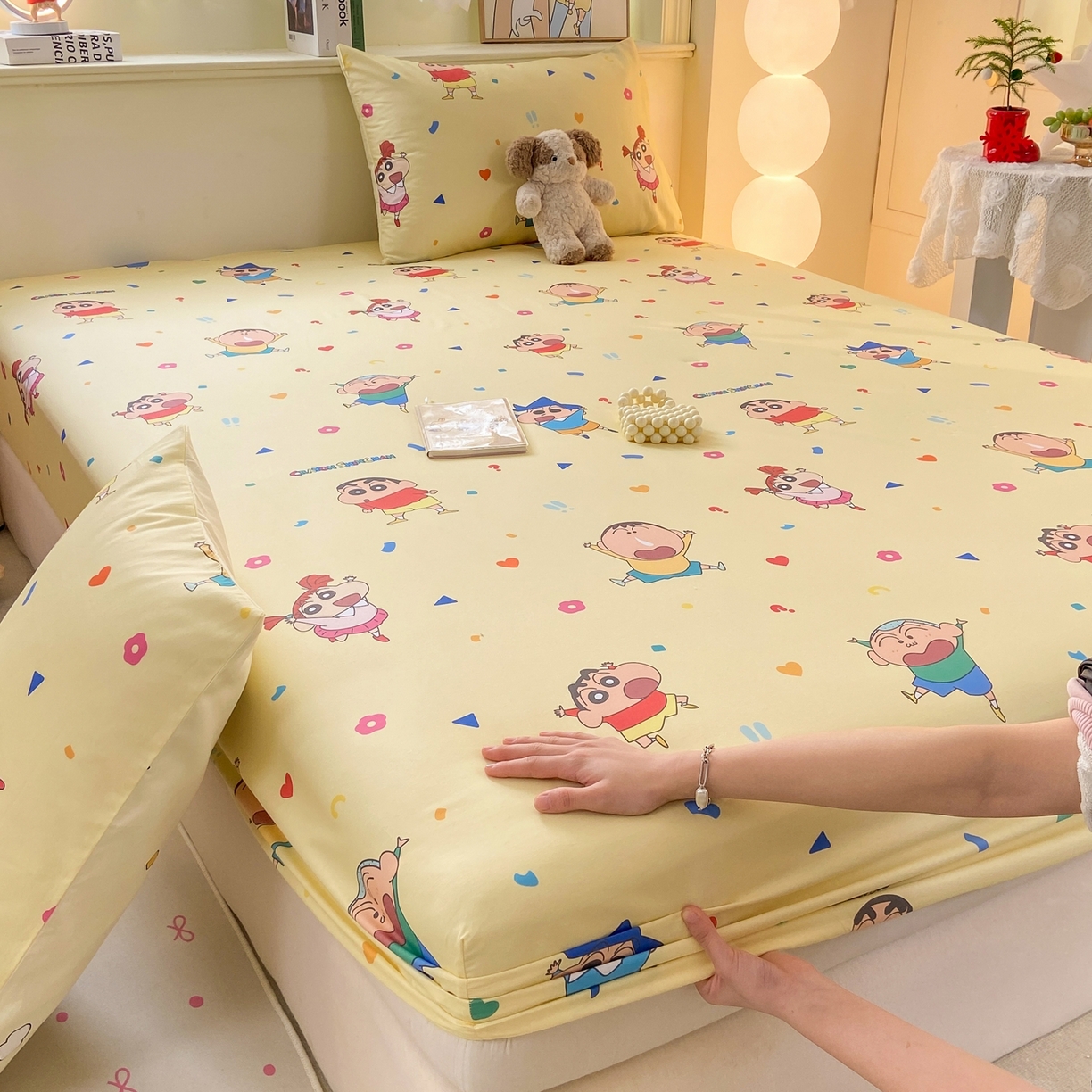 91家纺网 家纺一手货源 找家纺 博雅 2026新款蜡笔小新正版授权全棉纯棉小版单床笠床笠单件 小版-黄油蜡笔小新