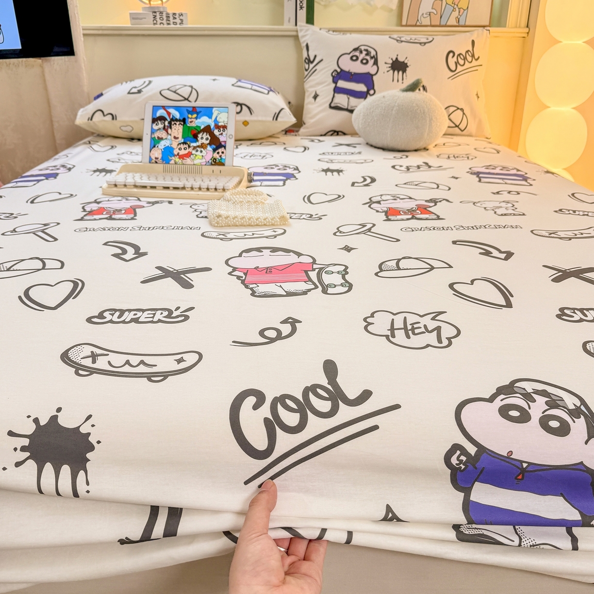 91家纺网 家纺一手货源 找家纺 博雅 2026新款蜡笔小新正版授权全棉纯棉小版单床笠床笠单件 小版-绘画蜡笔小新