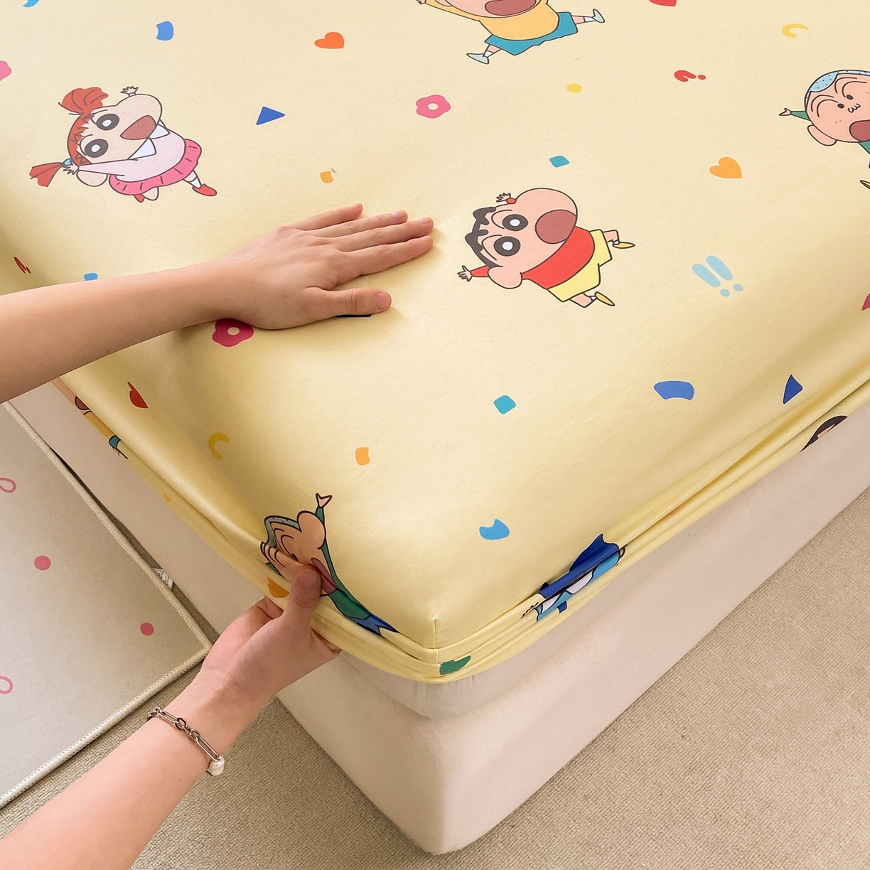 91家纺网 家纺一手货源 找家纺 博雅 2026新款蜡笔小新正版授权全棉纯棉小版单床笠床笠单件 小版-黄油蜡笔小新