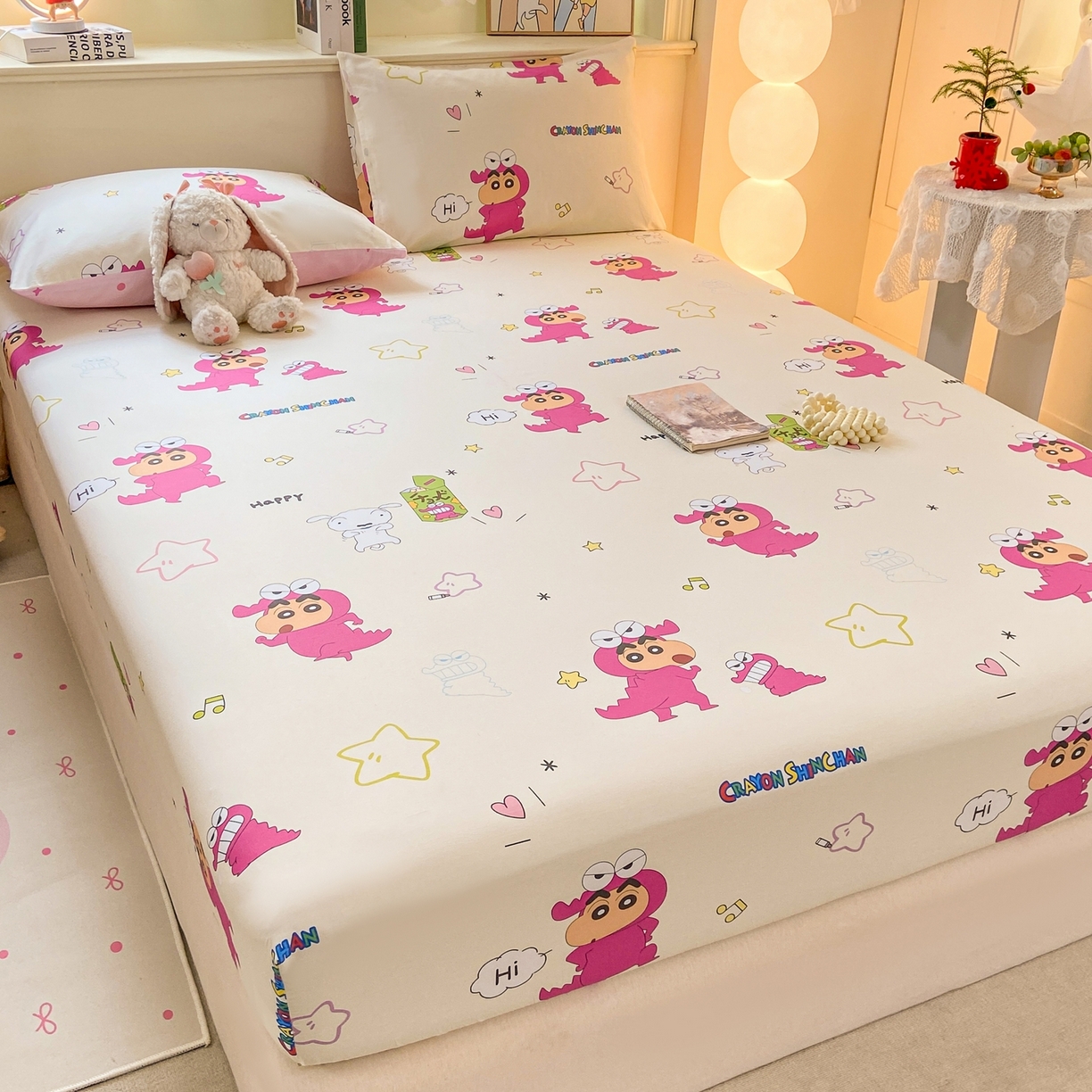 91家纺网 家纺一手货源 找家纺 博雅 2026新款蜡笔小新正版授权全棉纯棉小版单床笠床笠单件 小版-恐龙蜡笔小新