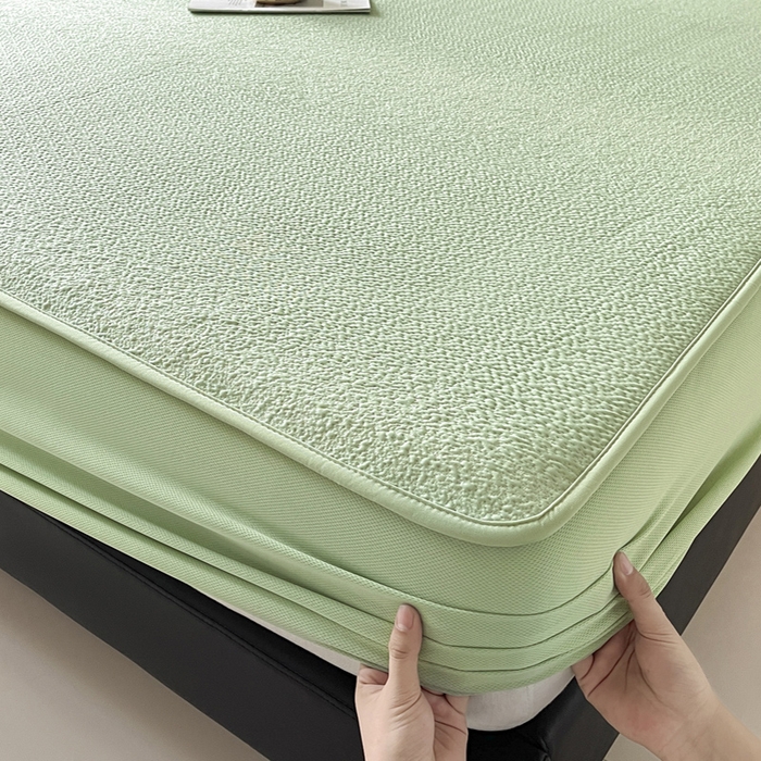 91家纺网 家纺一手货源 找家纺 雅居纺家纺 2026新款A类加厚三明治底星空提花凉感席床笠款凉席席子 星空-绿