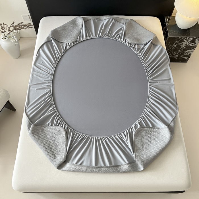 91家纺网 家纺一手货源 找家纺 雅居纺家纺 2026新款A类加厚三明治底星空提花凉感席床笠款凉席席子 星空-灰