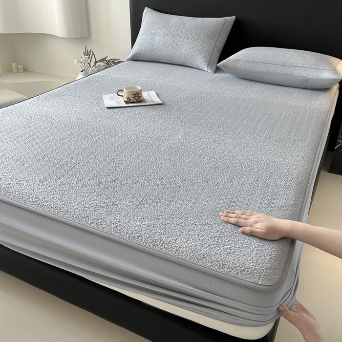 雅居纺家纺 2026新款A类加厚三明治底星空提花凉感席床笠款凉席席子 星空-灰