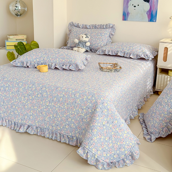 91家纺网 家纺一手货源 找家纺 归属 2026春夏新款古法仿棉单床盖床盖三件套 花漾玫瑰