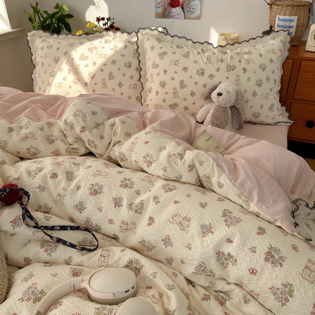 91家纺网 家纺一手货源 找家纺 （总）顾里家纺 2026新款法式复古花边三层纱四件套（会员-2元）