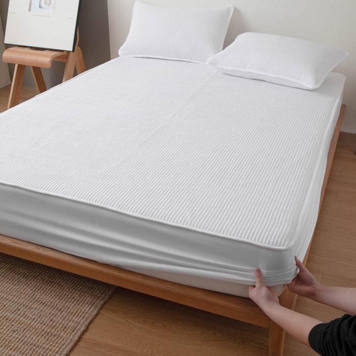 91家纺网 家纺一手货源 找家纺 （总）宇淳国际 2026新款美人条A类水洗棉夹棉床笠三件套