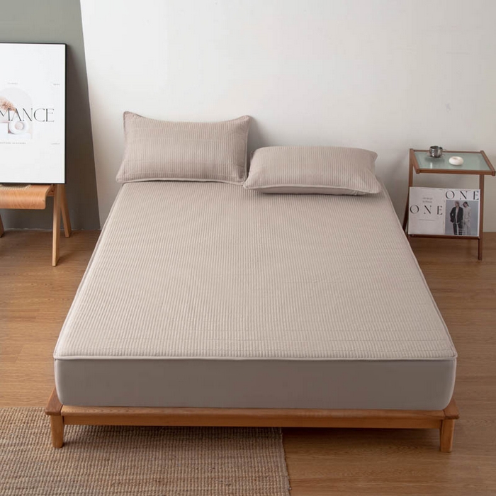 91家纺网 家纺一手货源 找家纺 （总）宇淳国际 2026新款美人条A类水洗棉夹棉床笠三件套