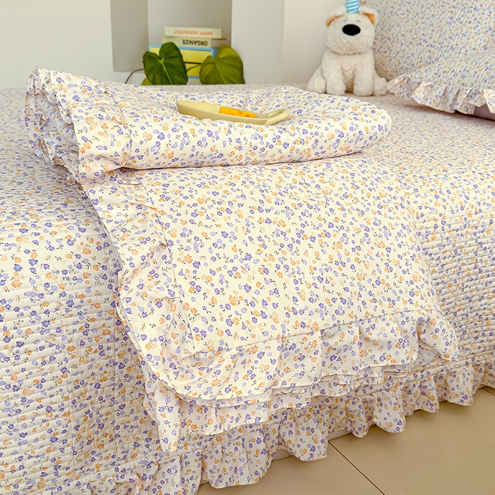 91家纺网 家纺一手货源 找家纺 归属 2026春夏新款古法仿棉夏被夏凉被空调被系列 紫影繁花