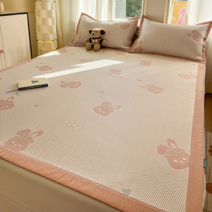 91家纺网 家纺一手货源 找家纺 （总）雅居纺家纺 2026新款A类加厚三明治底提花小清新凉感席床单款凉席席子