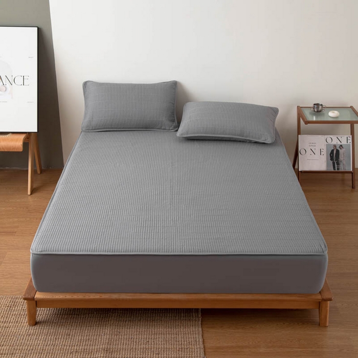 91家纺网 家纺一手货源 找家纺 （总）宇淳国际 2026新款美人条A类水洗棉夹棉床笠三件套