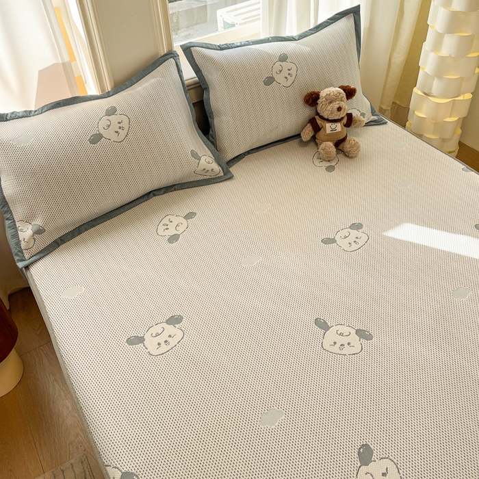 91家纺网 家纺一手货源 找家纺 雅居纺家纺 2026新款A类加厚三明治底提花小清新凉感席床笠款凉席席子 晚安小狗