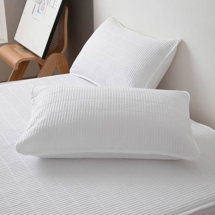 91家纺网 家纺一手货源 找家纺 宇淳国际 2026新款美人条A类水洗棉夹棉床笠三件套 白色