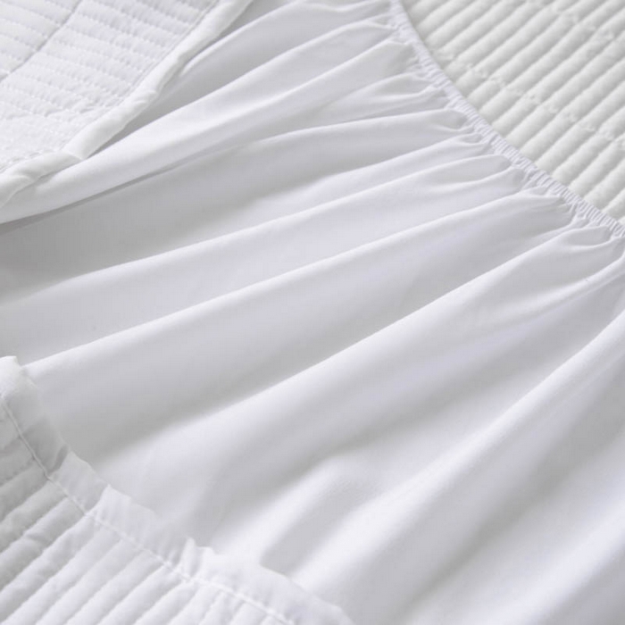 91家纺网 家纺一手货源 找家纺 宇淳国际 2026新款美人条A类水洗棉夹棉床笠三件套 白色