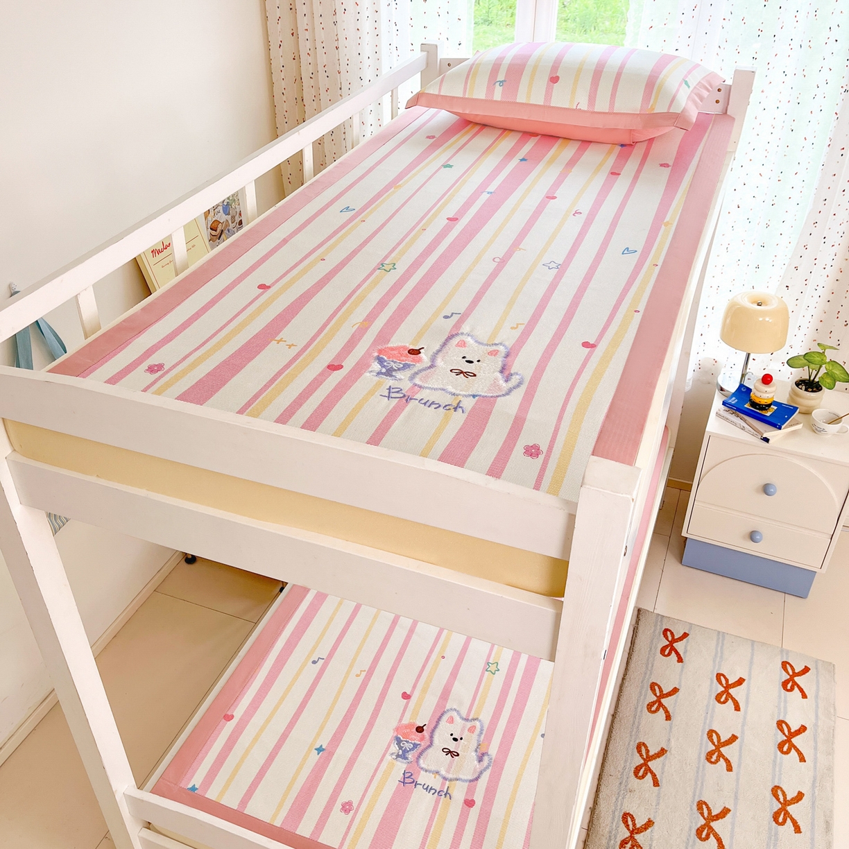 91家纺网 家纺一手货源 找家纺 （总）雅居纺家纺 2026新款A类加厚三明治底绣花冰藤席学生宿舍床床单款凉席席子