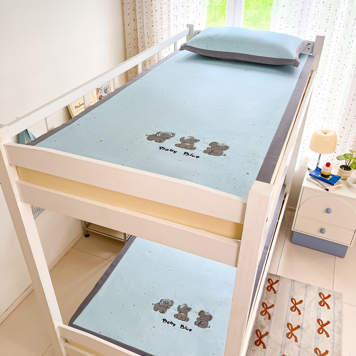 91家纺网 家纺一手货源 找家纺 雅居纺家纺 2026新款A类加厚三明治底绣花冰藤席学生宿舍床床单款凉席席子 小象家族