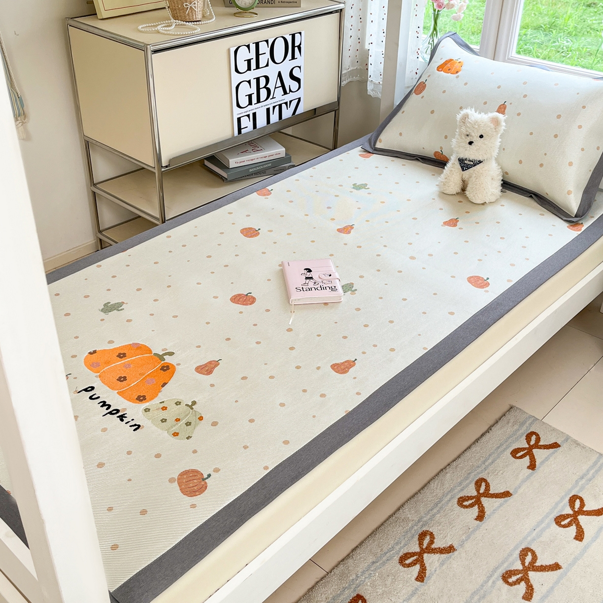 91家纺网 家纺一手货源 找家纺 雅居纺家纺 2026新款A类加厚三明治底绣花冰藤席学生宿舍床床单款凉席席子 万事不南