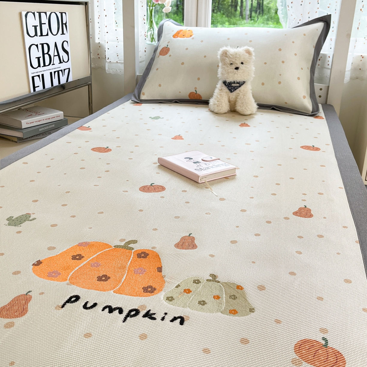 91家纺网 家纺一手货源 找家纺 雅居纺家纺 2026新款A类加厚三明治底绣花冰藤席学生宿舍床床单款凉席席子 万事不南