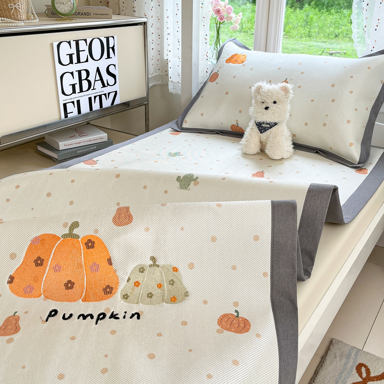 91家纺网 家纺一手货源 找家纺 雅居纺家纺 2026新款A类加厚三明治底绣花冰藤席学生宿舍床床单款凉席席子 万事不南