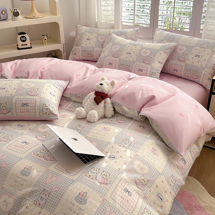 91家纺网 家纺一手货源 找家纺 （总）宇彬家纺 2026直播新款13070全棉纯棉印花单双人被套喷气小清新简约热款学生被罩