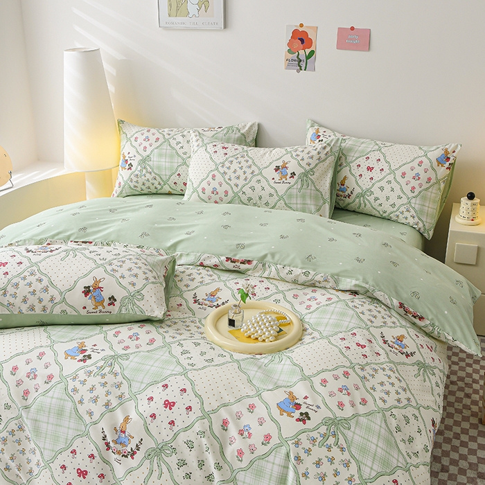 91家纺网 家纺一手货源 找家纺 （总）宇彬家纺 2026直播新款13070全棉纯棉印花单双人被套喷气小清新简约热款学生被罩