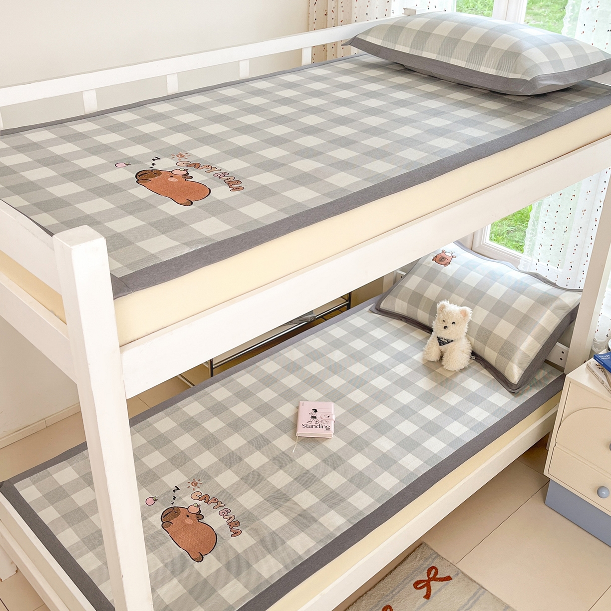 91家纺网 家纺一手货源 找家纺 雅居纺家纺 2026新款A类加厚三明治底绣花冰藤席学生宿舍床床单款凉席席子 幸运巴拉