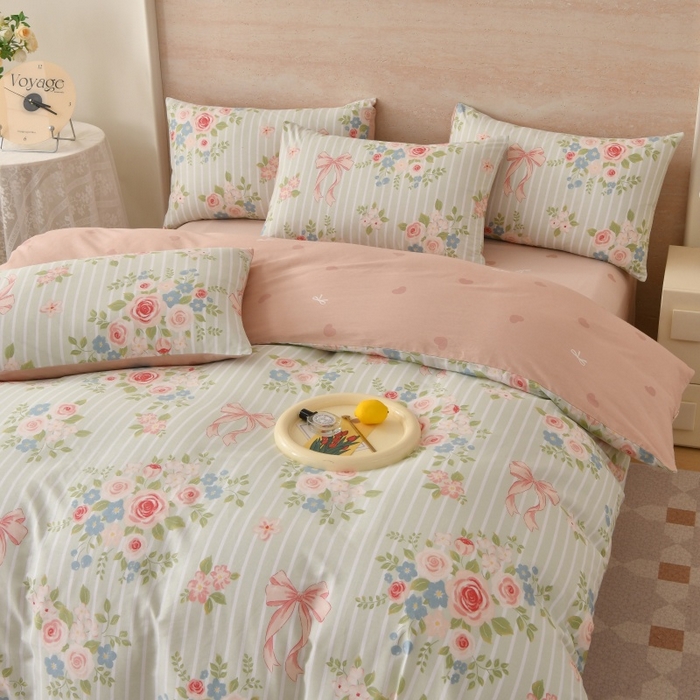 91家纺网 家纺一手货源 找家纺 宇彬家纺 2026直播新款13070全棉纯棉印花单双人被套喷气小清新简约热款学生被罩 硕果