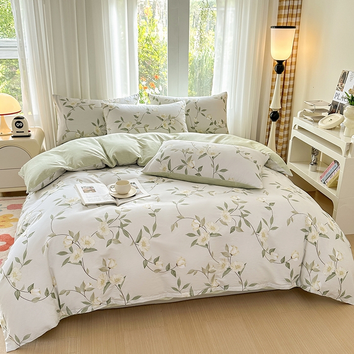 91家纺网 家纺一手货源 找家纺 宇彬家纺 2026直播新款13070全棉纯棉印花单双人被套喷气小清新简约热款学生被罩 白藤