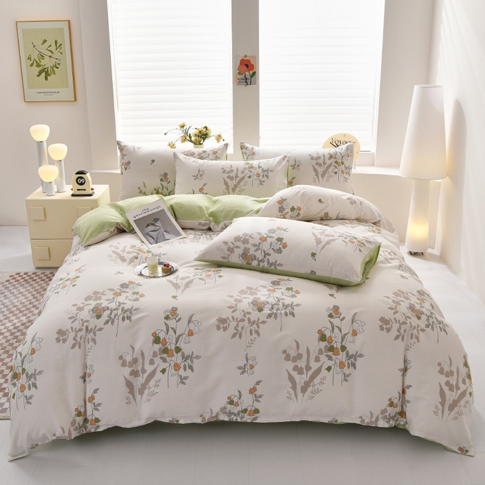 91家纺网 家纺一手货源 找家纺 宇彬家纺 2026直播新款13070全棉纯棉印花单双人被套喷气小清新简约热款学生被罩 花香寻梦