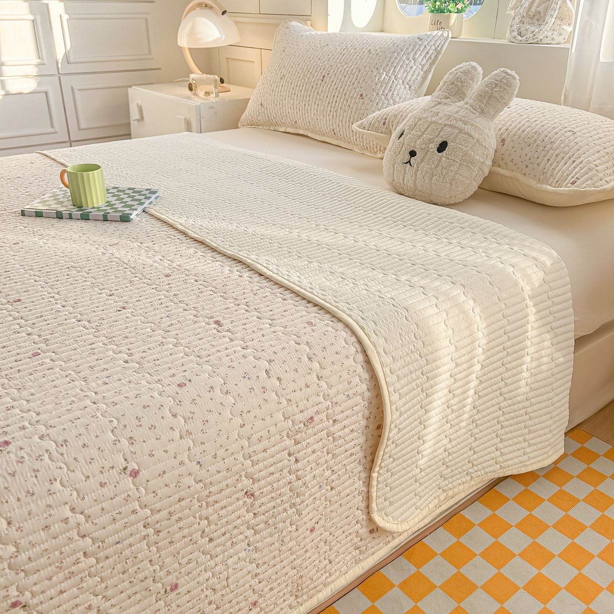 91家纺网 家纺一手货源 找家纺 （总）慕澄家纺 2026新款小清新印花水洗棉床盖夏被四件套