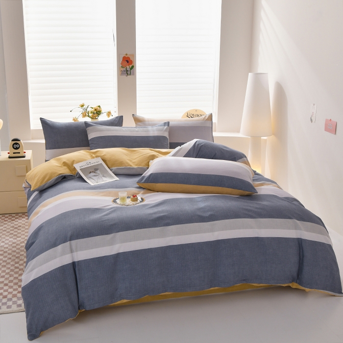 91家纺网 家纺一手货源 找家纺 宇彬家纺 2026直播新款13070全棉纯棉印花单双人被套喷气小清新简约热款学生被罩 静雅格韵