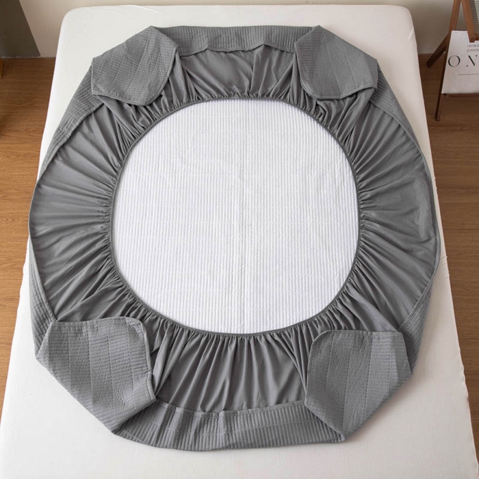 91家纺网 家纺一手货源 找家纺 宇淳国际 2026新款美人条A类水洗棉夹棉床笠三件套 浅灰