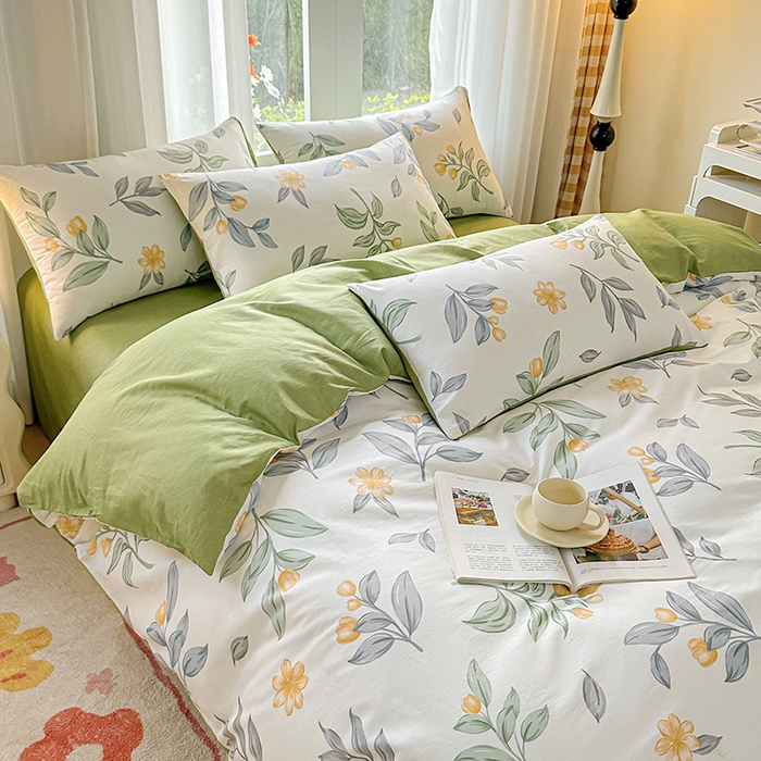 91家纺网 家纺一手货源 找家纺 宇彬家纺 2026直播新款13070全棉纯棉印花单双人被套喷气小清新简约热款学生被罩 风吹一夏