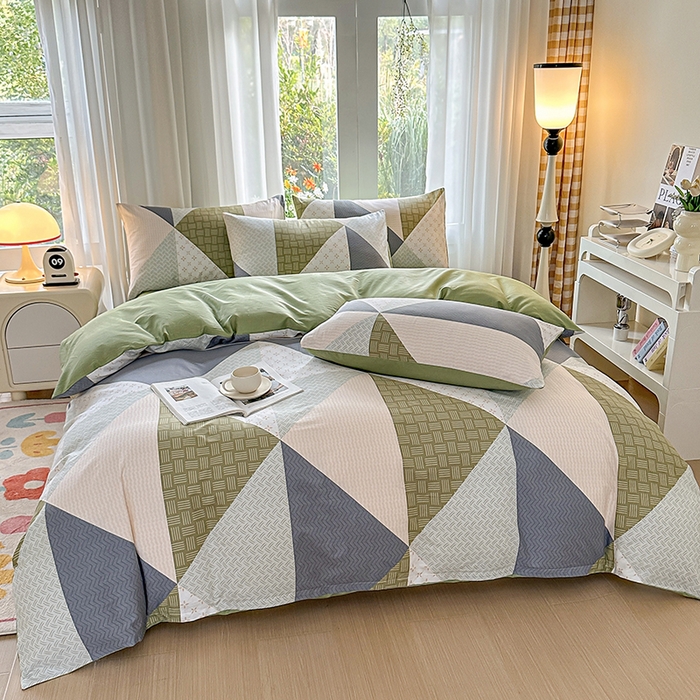 91家纺网 家纺一手货源 找家纺 宇彬家纺 2026直播新款13070全棉纯棉印花单双人被套喷气小清新简约热款学生被罩 伯爵