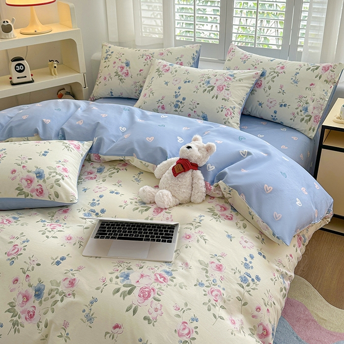 91家纺网 家纺一手货源 找家纺 宇彬家纺 2026直播新款13070全棉纯棉印花单双人被套喷气小清新简约热款学生被罩 春湔