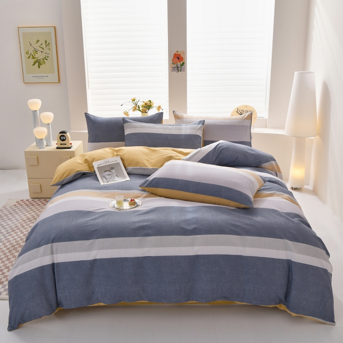 91家纺网 家纺一手货源 找家纺 宇彬家纺 2026直播新款13070全棉纯棉印花单双人被套喷气小清新简约热款学生被罩 静雅格韵