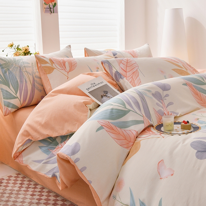 91家纺网 家纺一手货源 找家纺 宇彬家纺 2026直播新款13070全棉纯棉印花单双人被套喷气小清新简约热款学生被罩 花曳