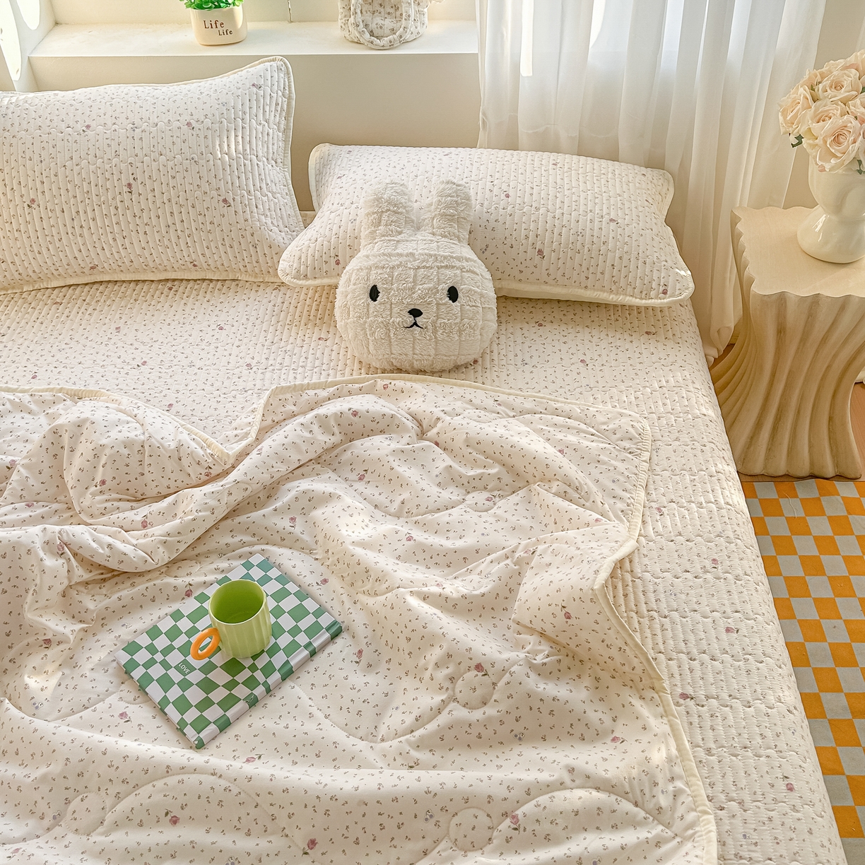 91家纺网 家纺一手货源 找家纺 （总）慕澄家纺 2026新款小清新印花水洗棉床盖夏被四件套