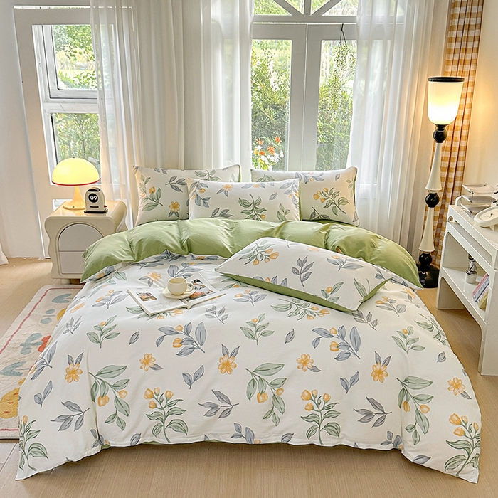 91家纺网 家纺一手货源 找家纺 宇彬家纺 2026直播新款13070全棉纯棉印花单双人被套喷气小清新简约热款学生被罩 风吹一夏