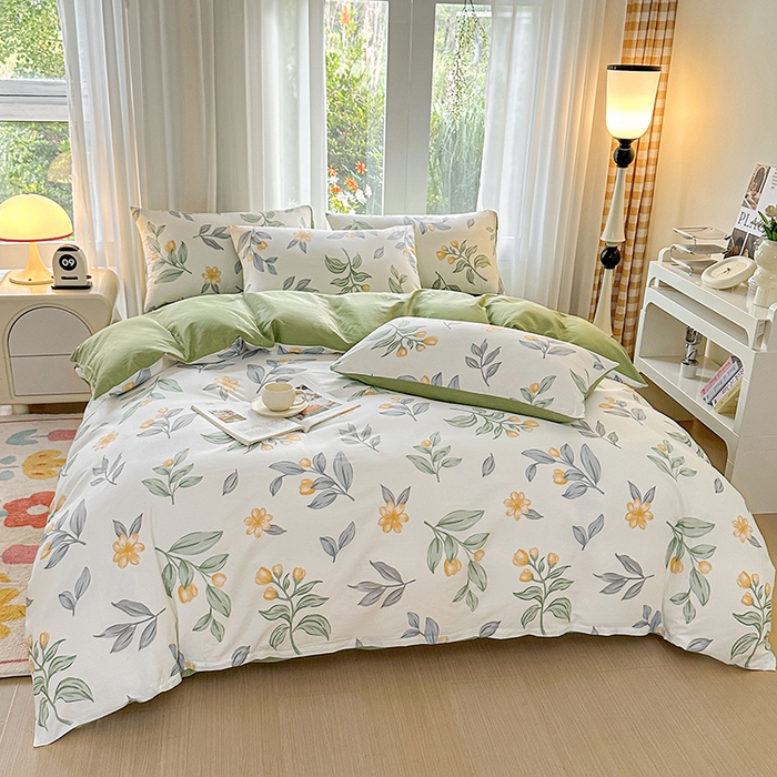 91家纺网 家纺一手货源 找家纺 宇彬家纺 2026直播新款13070全棉纯棉印花单双人被套喷气小清新简约热款学生被罩 风吹一夏