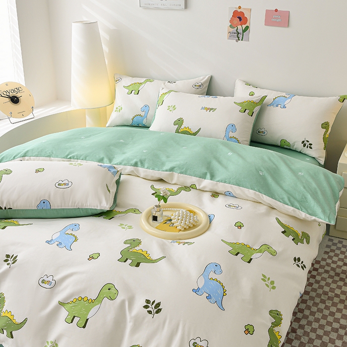 91家纺网 家纺一手货源 找家纺 宇彬家纺 2026直播新款13070全棉纯棉印花单双人被套喷气小清新简约热款学生被罩 侏罗纪